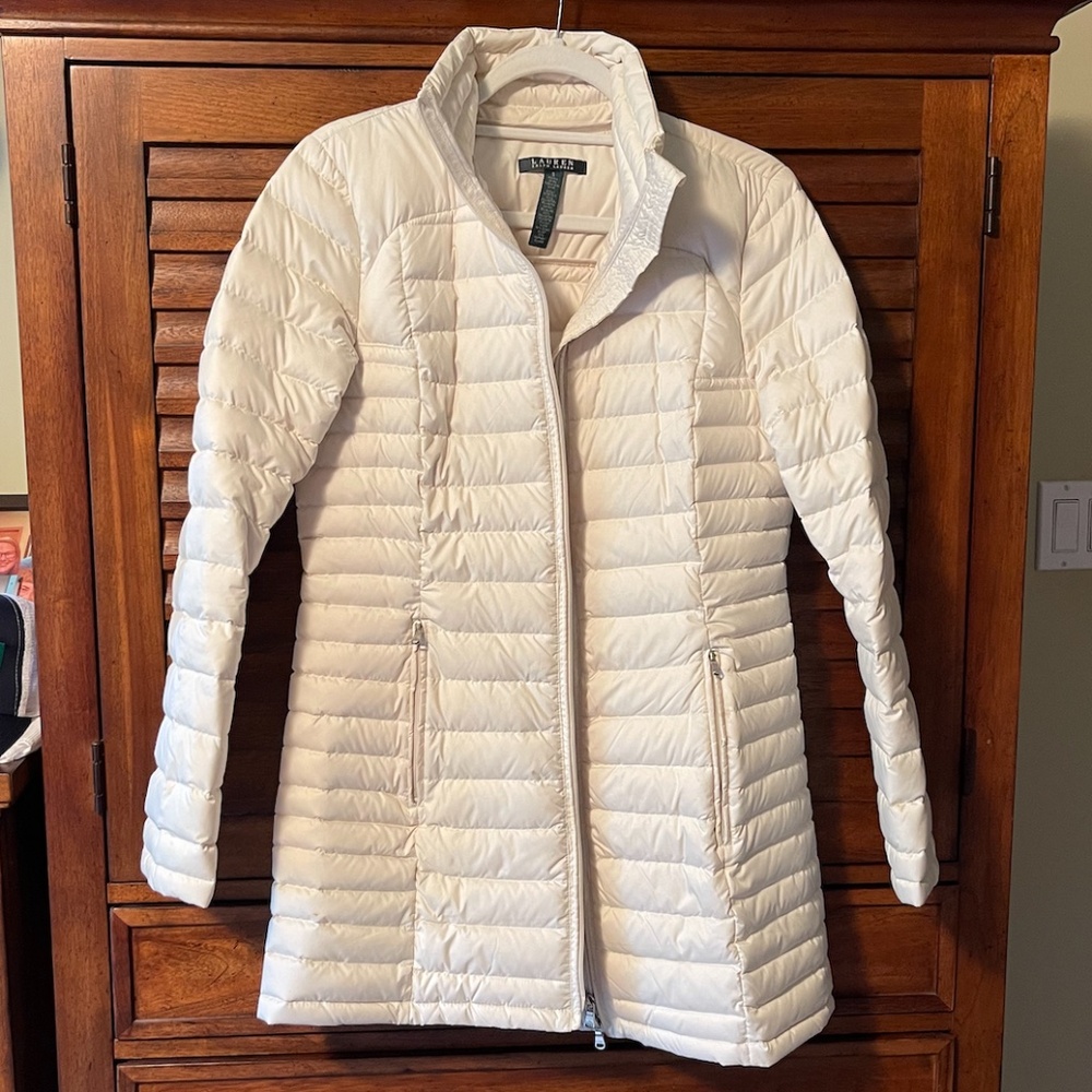 Lauren Ralph Lauren Womens White Lightweight Puffer Jacket
